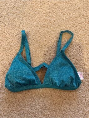 Target Shimmer Triangle Bikini Top in Teal Blue